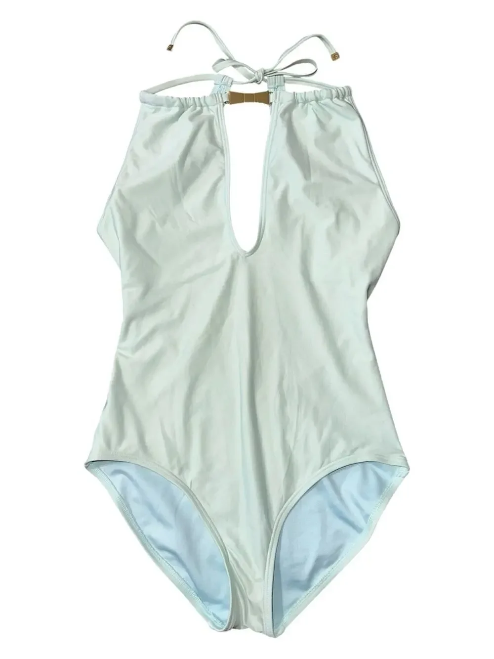 Kate Spade Women’s Size S Caribbean Blue Crescent High Neck One piece Swimsuit